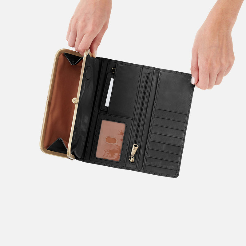 Rachel Continental Wallet in Polished Leather - Black
