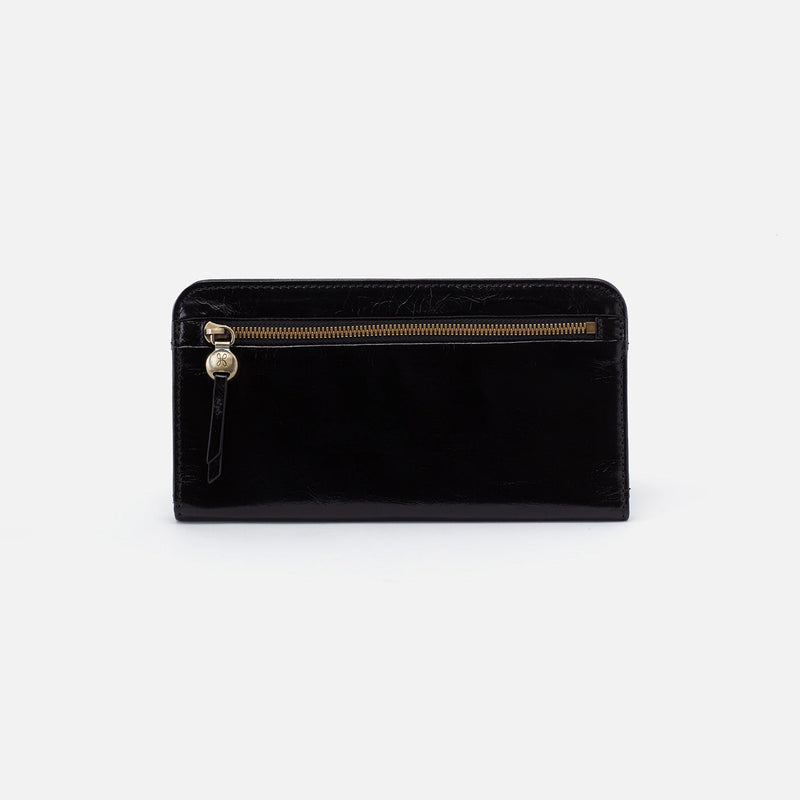 Angle Continental Wallet in Polished Leather - Black