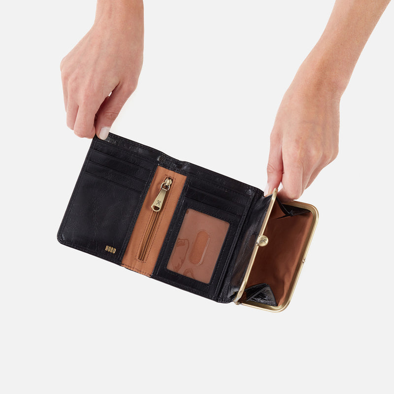 Robin Compact Wallet in Polished Leather - Black
