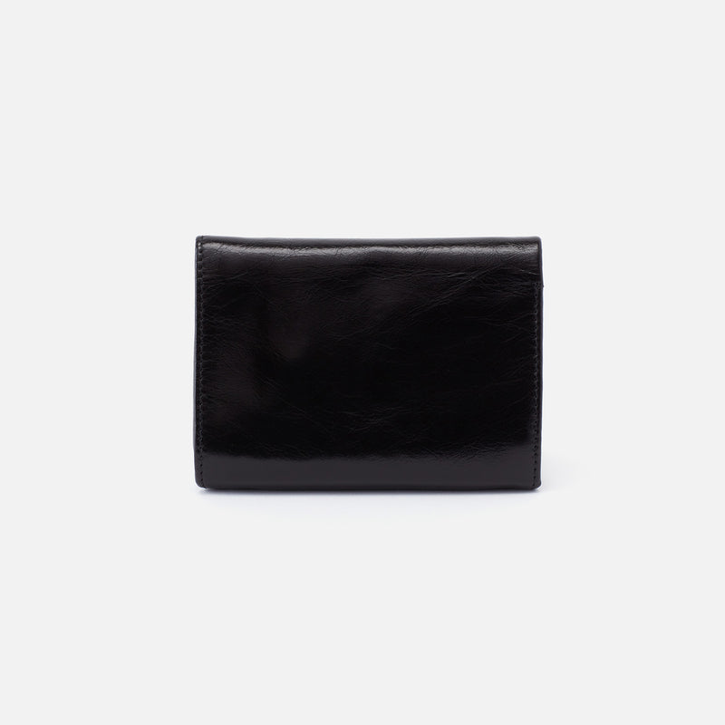 Robin Compact Wallet in Polished Leather - Black