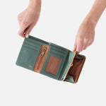 Robin Compact Wallet in Polished Leather - Bottle Green