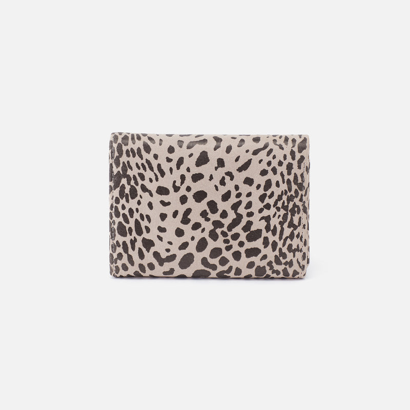 Robin Compact Wallet in Printed Leather - Cheetah Print