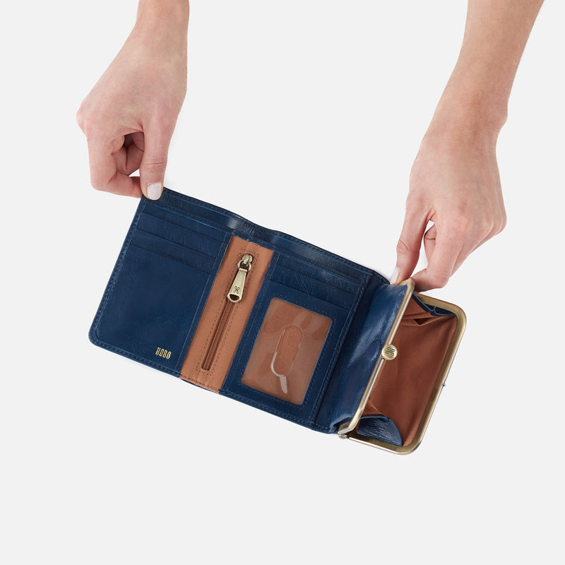 Robin Compact Wallet in Polished Leather - Denim