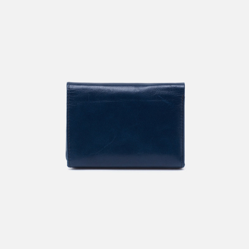 Robin Compact Wallet in Polished Leather - Denim