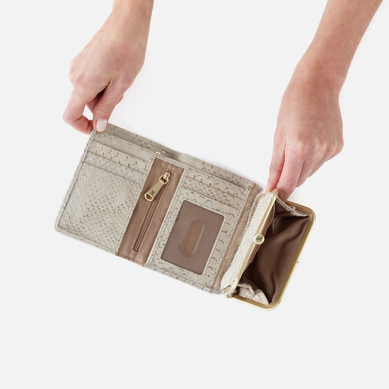 Robin Compact Wallet in Printed Leather - Gold Filigree Exotic