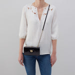 Mila Wallet Crossbody in Polished Leather - Black