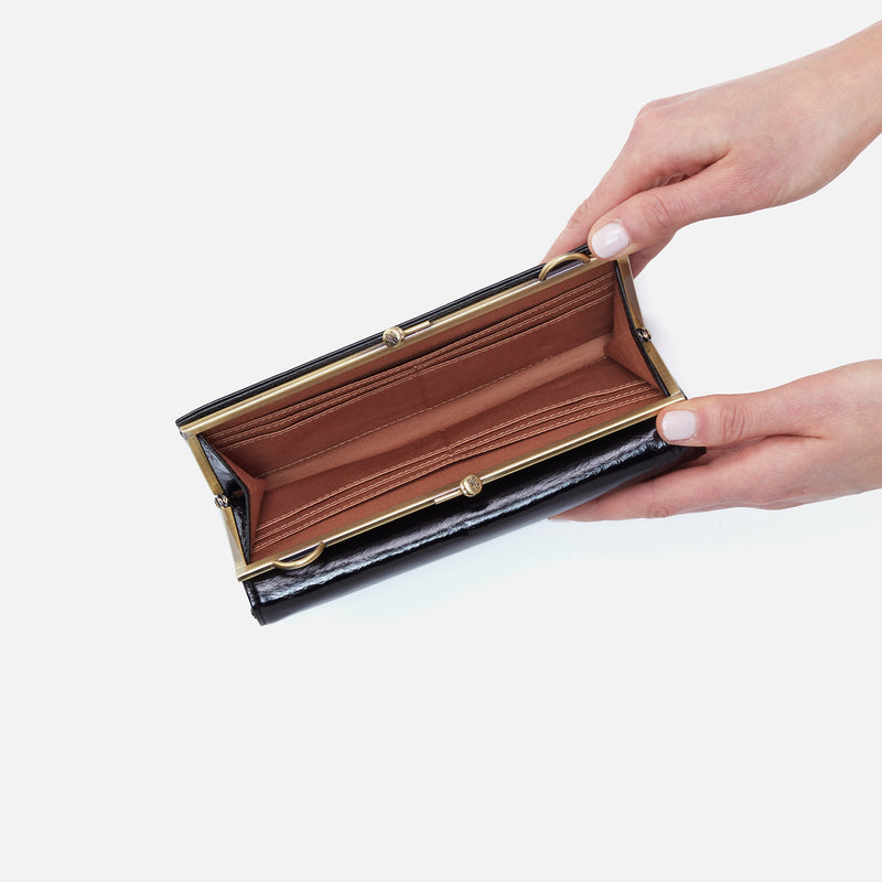 Mila Wallet Crossbody in Polished Leather - Black