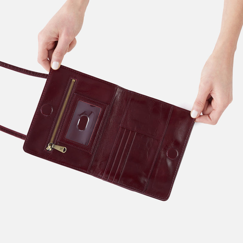 Jill Wallet Crossbody in Polished Leather - Merlot