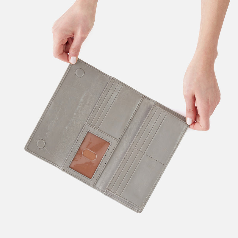 Jill Large Trifold Continental Wallet in Polished Leather - Driftwood