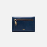 Jill Trifold Wallet in Polished Leather - Denim