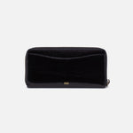 Max Large Zip Around Continental Wallet in Polished Leather - Black