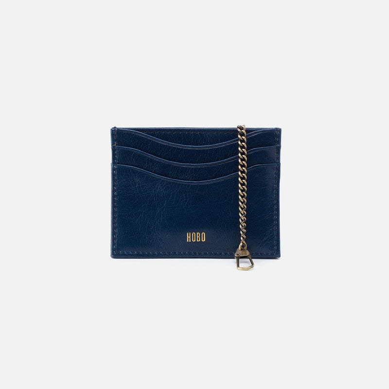 Max Card Case in Polished Leather - Denim