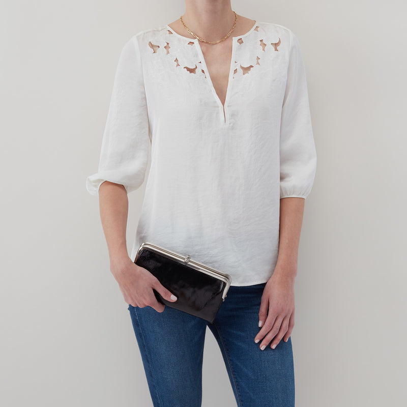 Lauren Clutch-Wallet in Polished Leather - Black