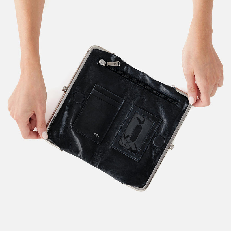 Lauren Clutch-Wallet in Polished Leather - Black