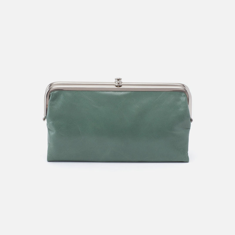 Lauren Clutch-Wallet in Polished Leather - Bottle Green