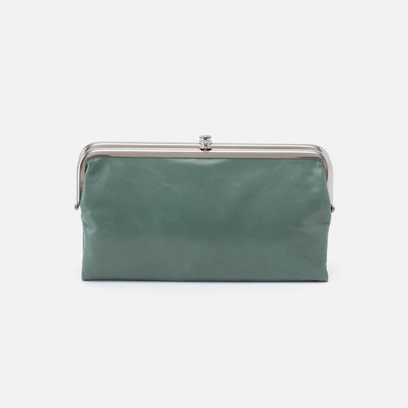 Lauren Clutch-Wallet in Polished Leather - Bottle Green