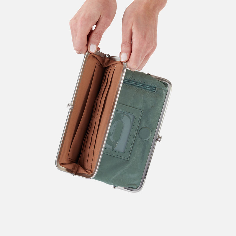 Lauren Clutch-Wallet in Polished Leather - Bottle Green