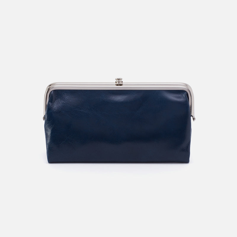 Lauren Clutch-Wallet in Polished Leather - Denim