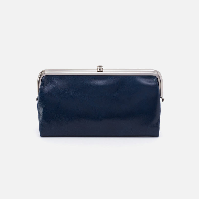 Lauren Clutch-Wallet in Polished Leather - Denim