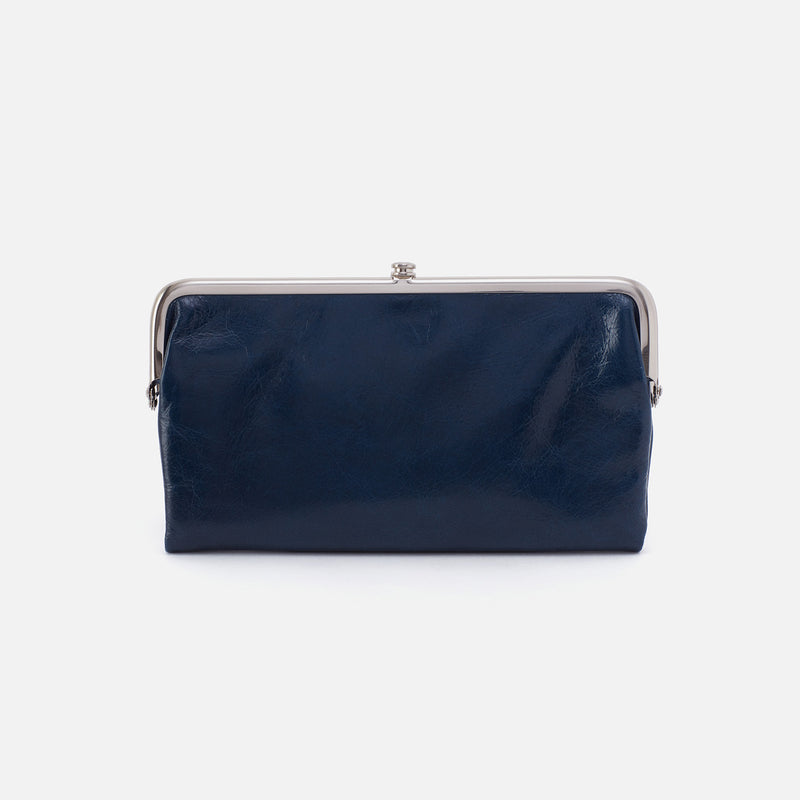 Lauren Clutch-Wallet in Polished Leather - Denim