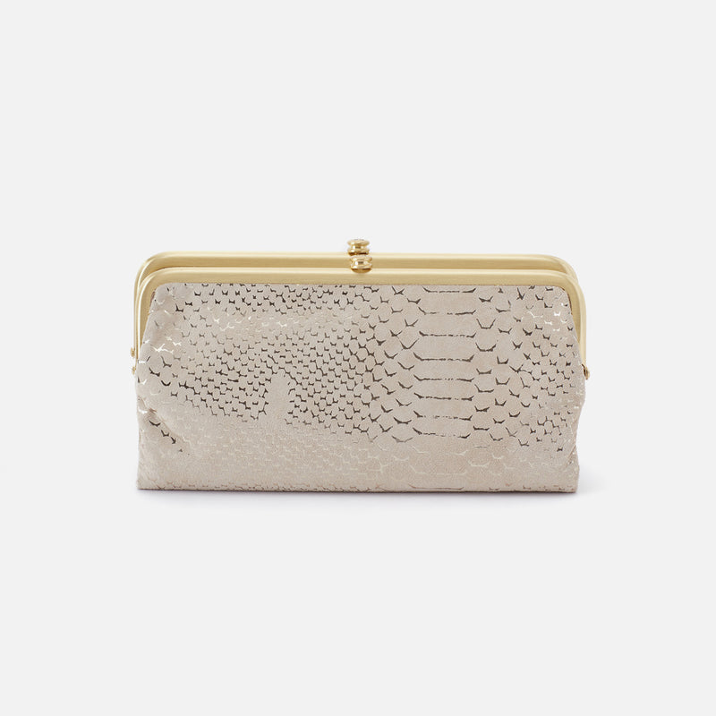 Lauren Clutch-Wallet in Printed Leather - Gold Filigree Exotic