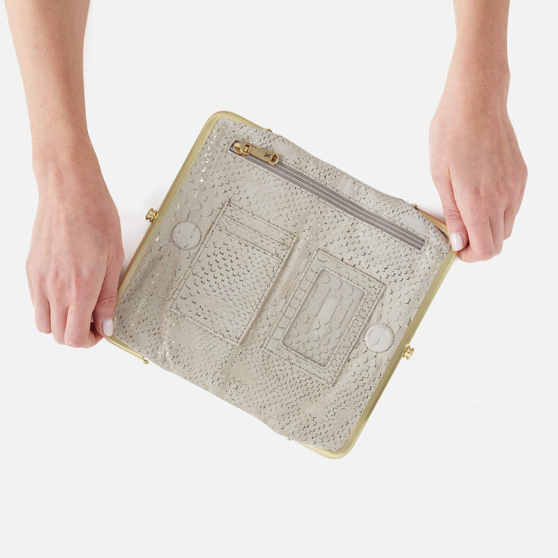 Lauren Clutch-Wallet in Printed Leather - Gold Filigree Exotic