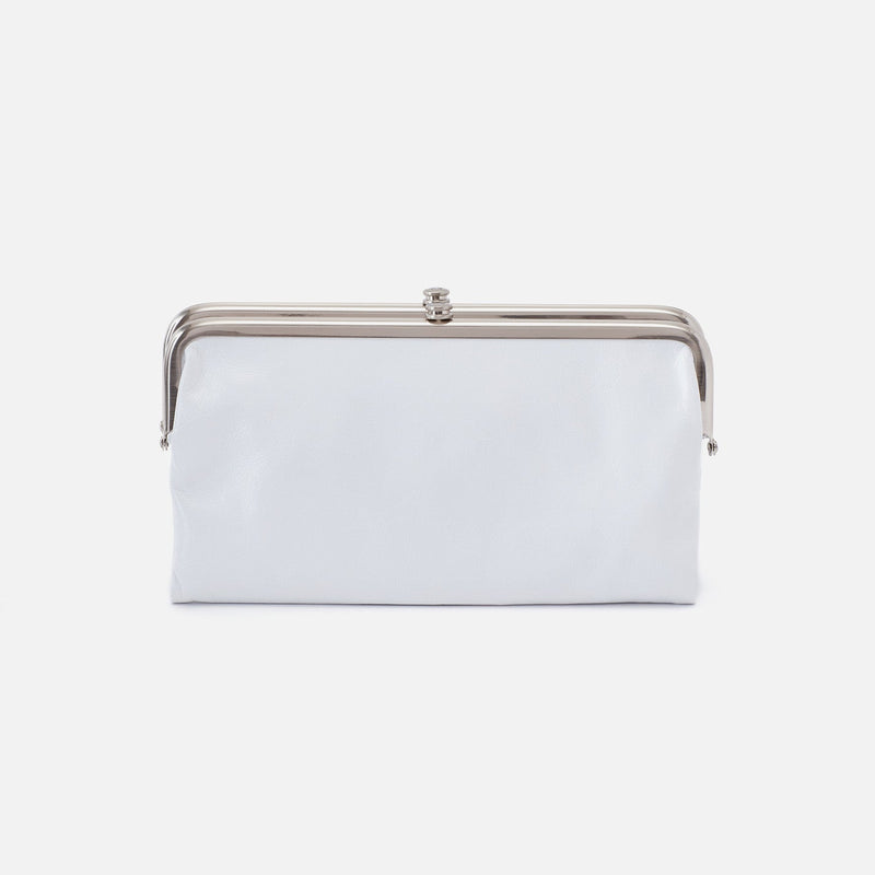 Lauren Clutch-Wallet in Polished Leather - Optic White