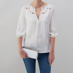 Lauren Clutch-Wallet in Polished Leather - Optic White