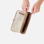 Lauren Clutch-Wallet in Metallic Leather - Pearled Silver