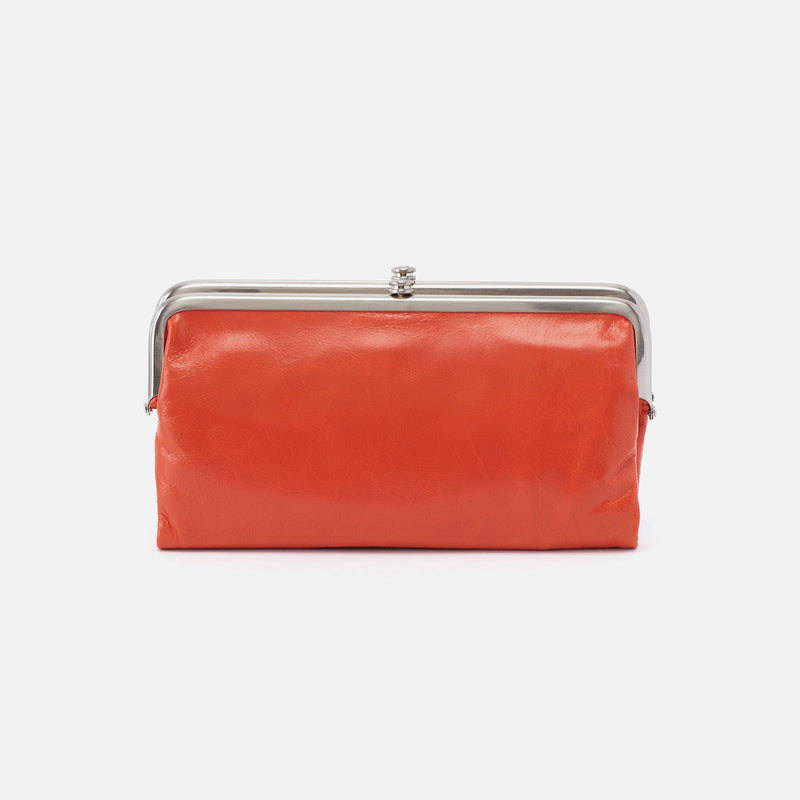 Lauren Clutch-Wallet in Polished Leather - Zinnia