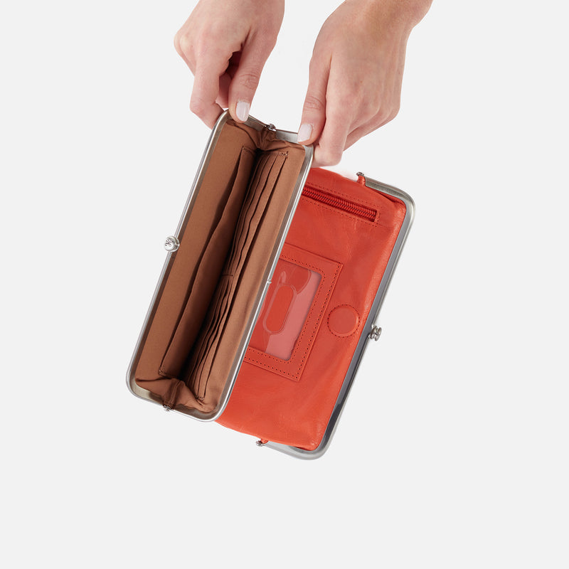 Lauren Clutch-Wallet in Polished Leather - Zinnia