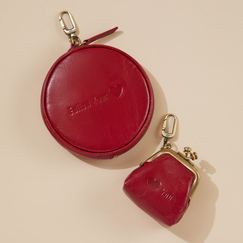 Revolve Clip Pouch in Polished Leather - Cardinal