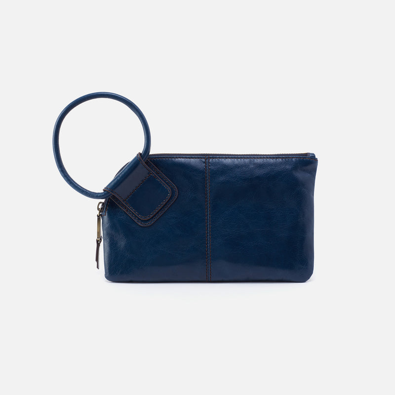 Sable Wristlet in Polished Leather - Denim