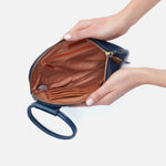 Sable Wristlet in Polished Leather - Denim