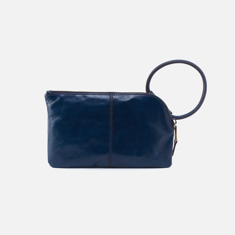Sable Wristlet in Polished Leather - Denim