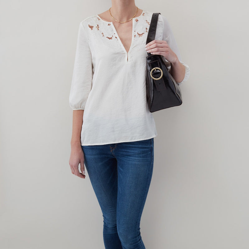 Render Shoulder Bag in Polished Leather - Black