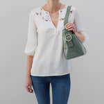 Render Shoulder Bag in Polished Leather - Bottle Green