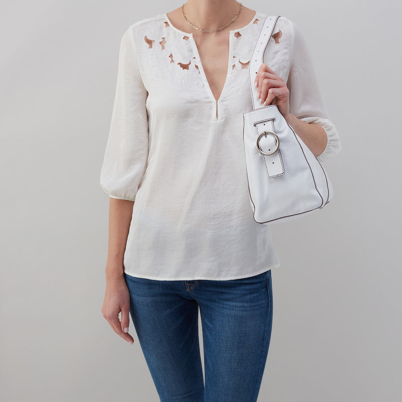 Render Shoulder Bag in Polished Leather - Optic White