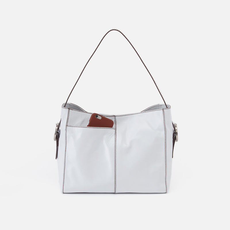 Render Shoulder Bag in Polished Leather - Optic White