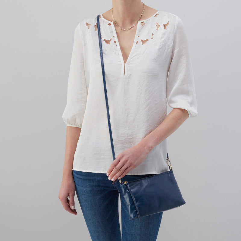 Darcy Crossbody in Polished Leather - Denim