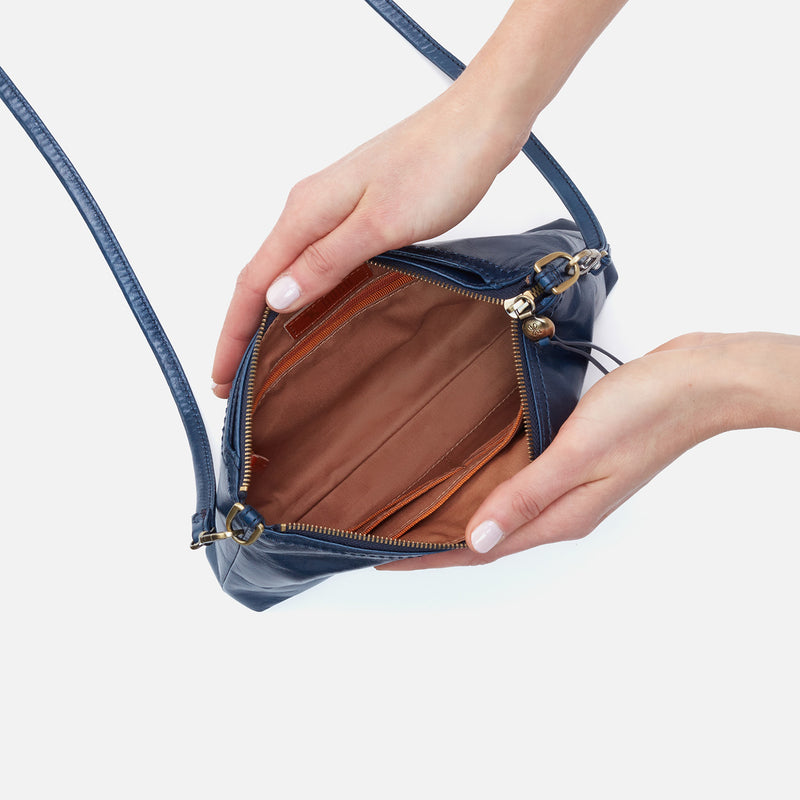 Darcy Crossbody in Polished Leather - Denim