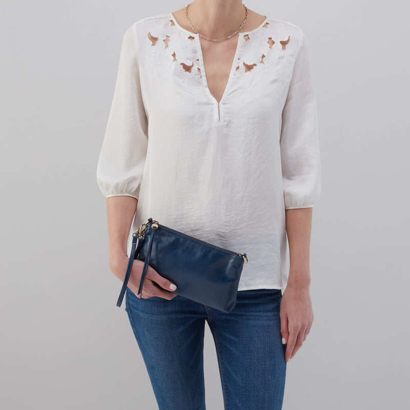 Darcy Crossbody in Polished Leather - Denim