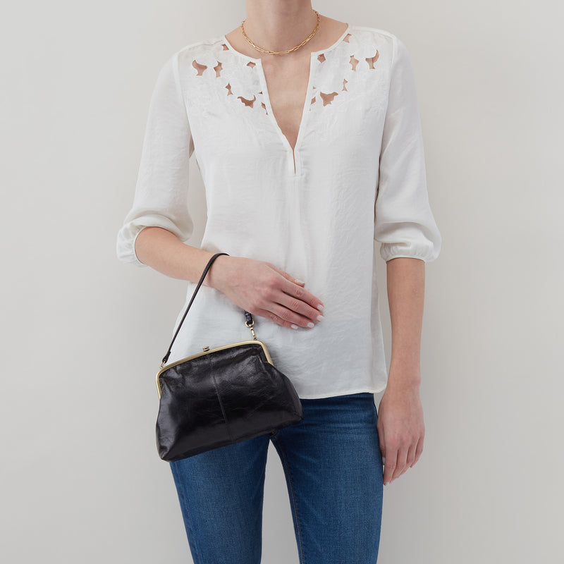 Lana Crossbody in Polished Leather - Black