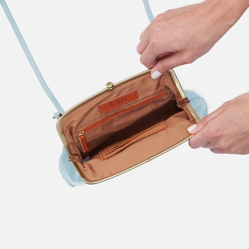 Lana Crossbody in Polished Leather - Blue Mist