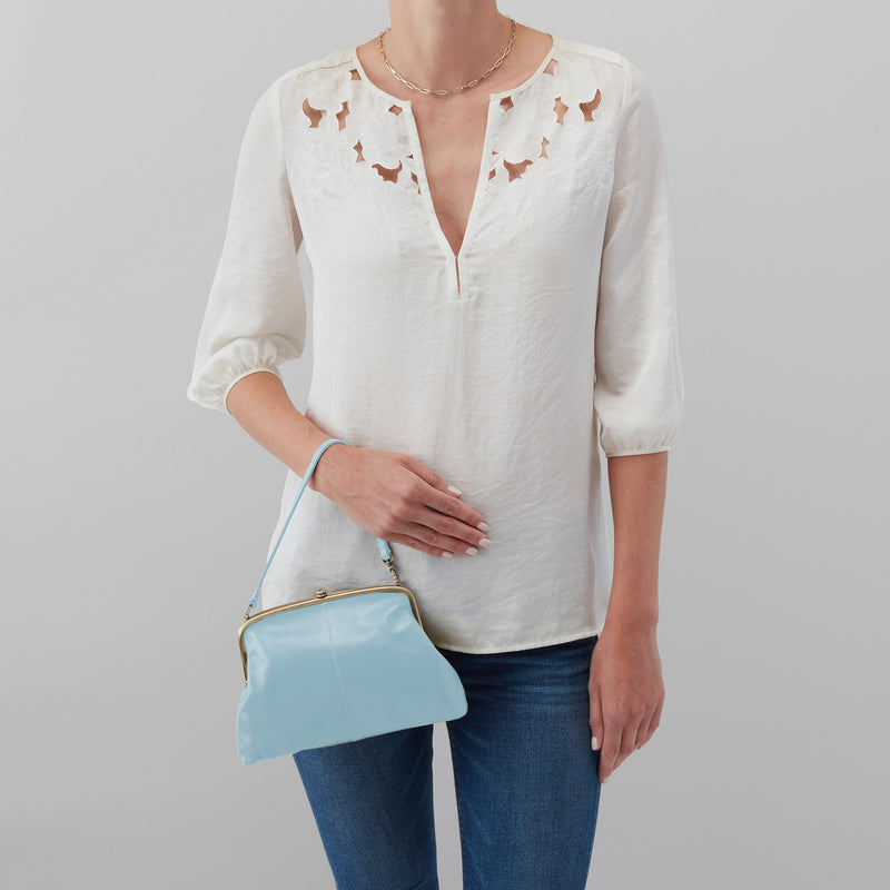 Lana Crossbody in Polished Leather - Blue Mist