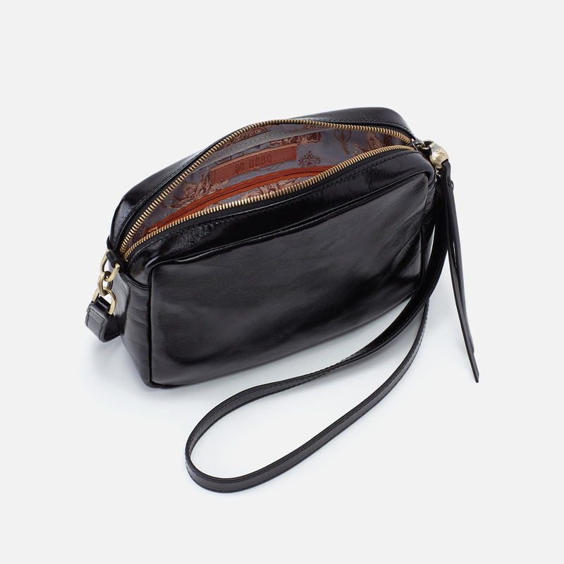 Renny Crossbody in Polished Leather - Black