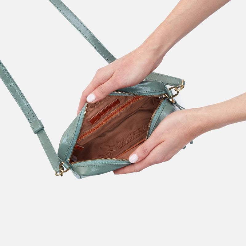 Renny Crossbody in Polished Leather - Bottle Green