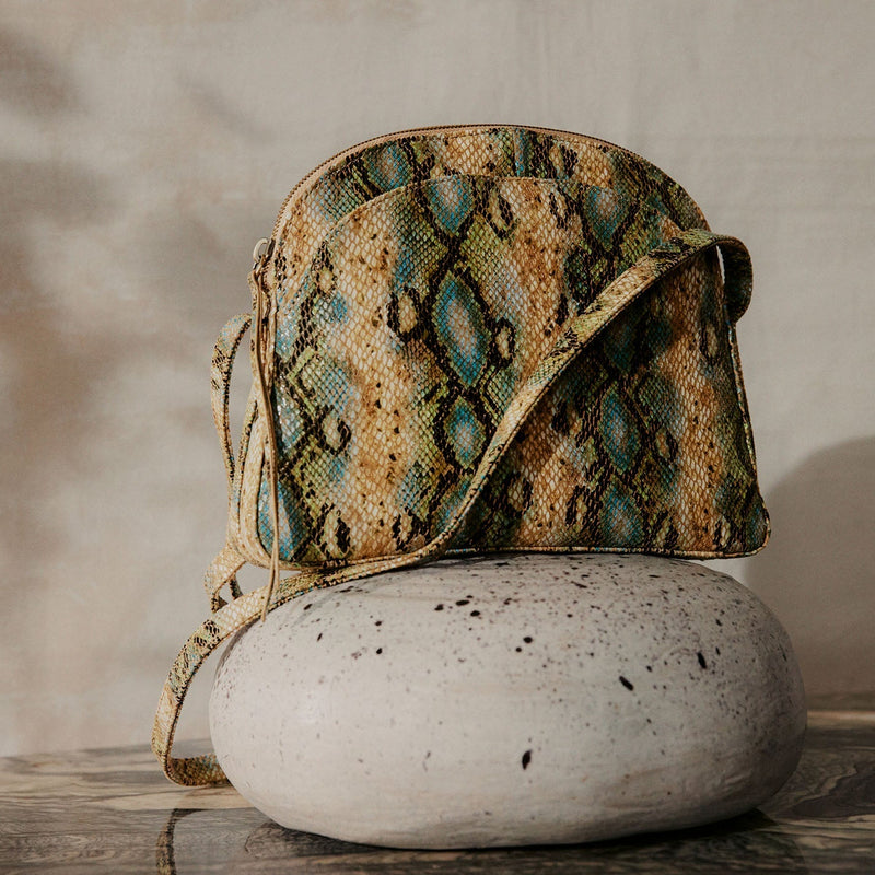 Beckett Crossbody in Printed Leather - Garden Snake