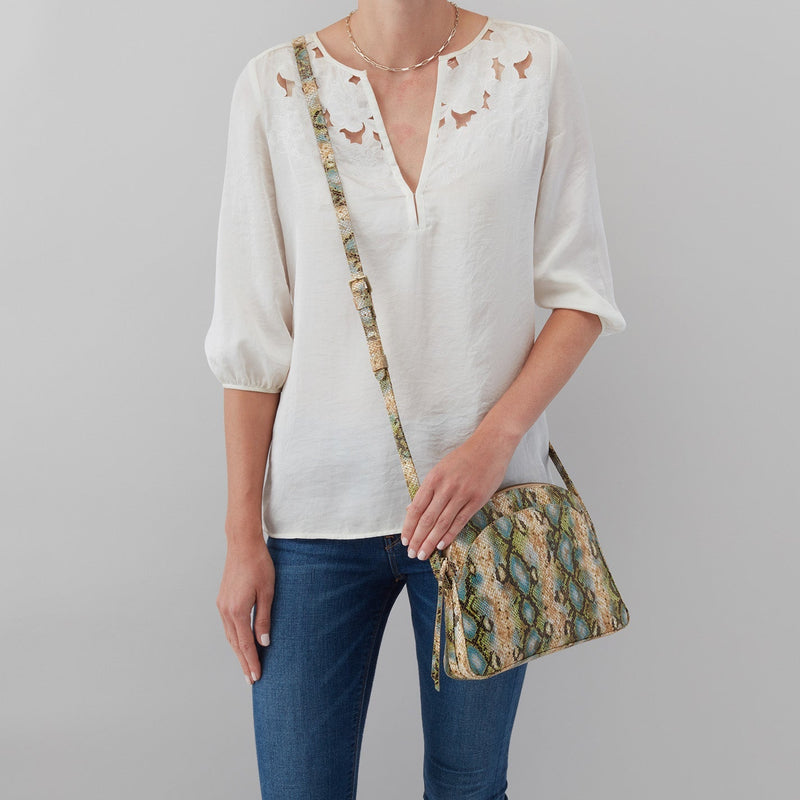 Beckett Crossbody in Printed Leather - Garden Snake