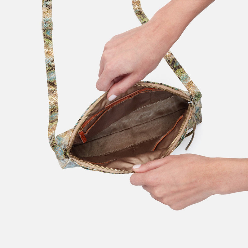 Beckett Crossbody in Printed Leather - Garden Snake